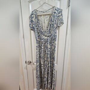 Floral Blue and Cream Dress